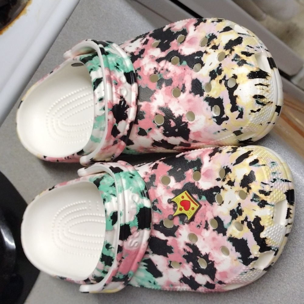 Multi color Crocs size 6m 8w